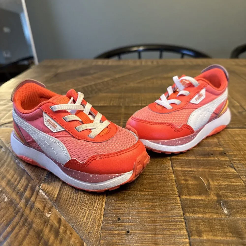Puma 387850-01 Toddler Sneakers Size 9C Orange Pink Baby Shoes